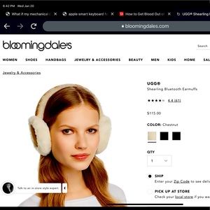 UGG SHEARLING BLUETOOTH EARMUFFS - CHESTNUT NWT